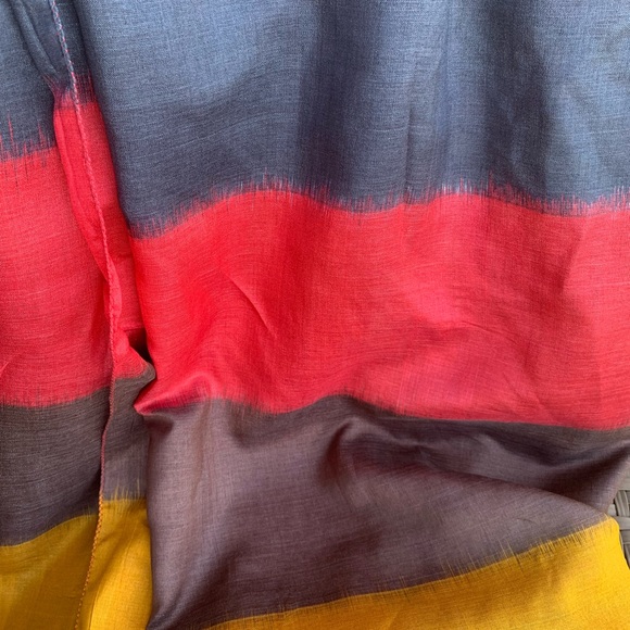 Hand-painted Kalamkari Pure Tussar Red, Black, Mustard SAREE SARI. Half & Half - Picture 3 of 9